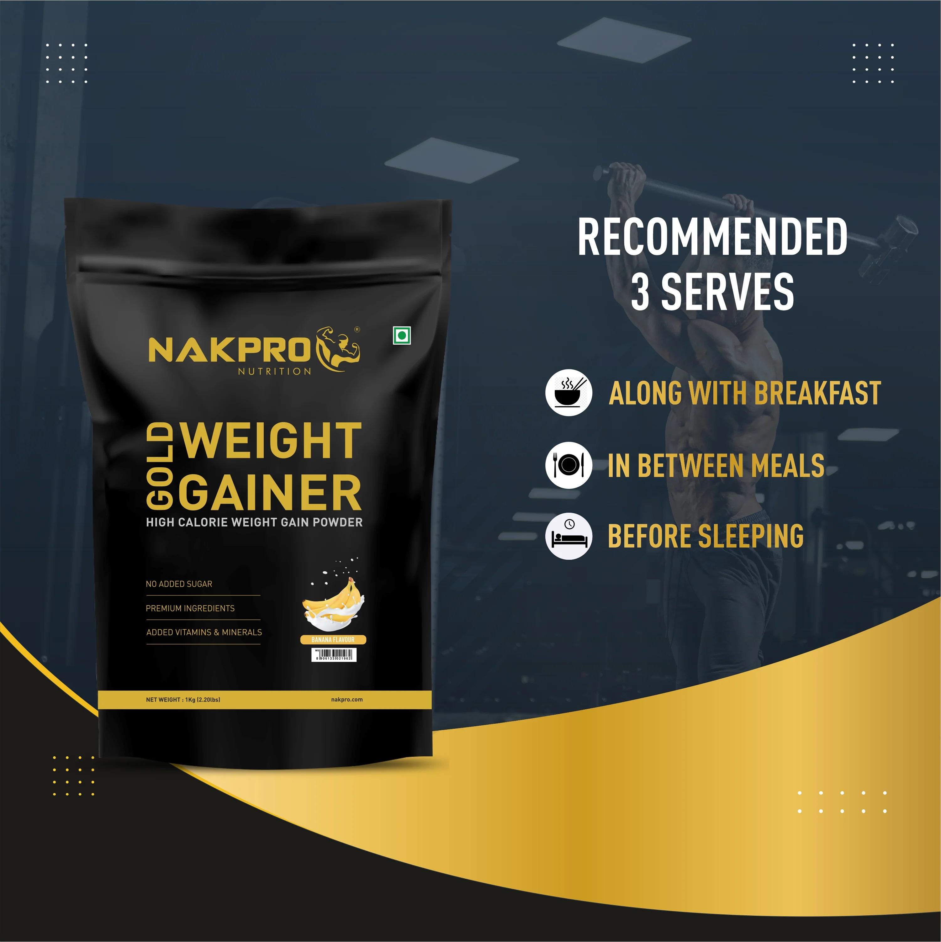 Gold Weight Gainer | High Calorie Weight Gain Powder - Image 60